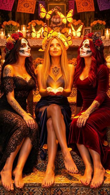 Lineth opens her hands and golden monarch butterflies rise over the ofrenda, carrying light to the ones we remember.